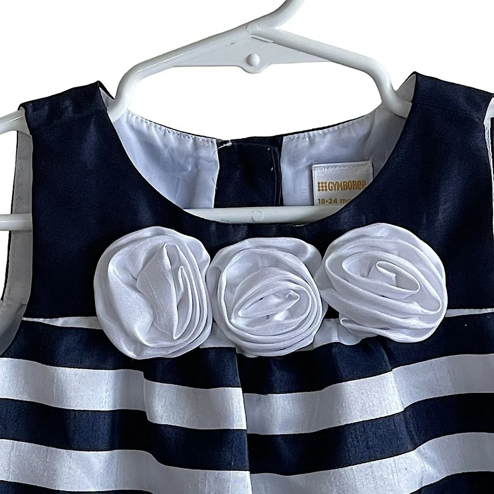 Gymboree Navy Blue & White Sleeveless Dress and Beret Sz 18-24 Months